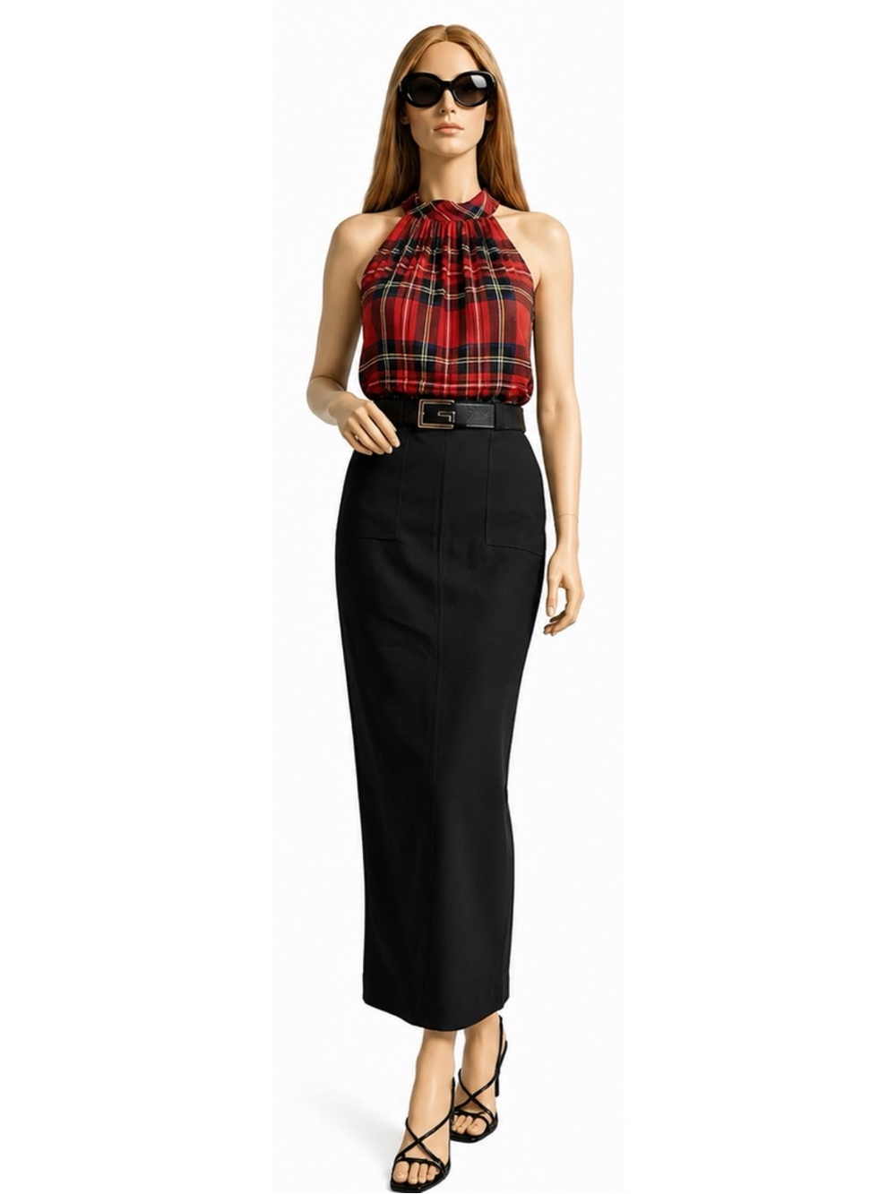 J.Crew Red Plaid Tartan Sleeveless Tie-Back Size 2 Top Dark Romantic Academia